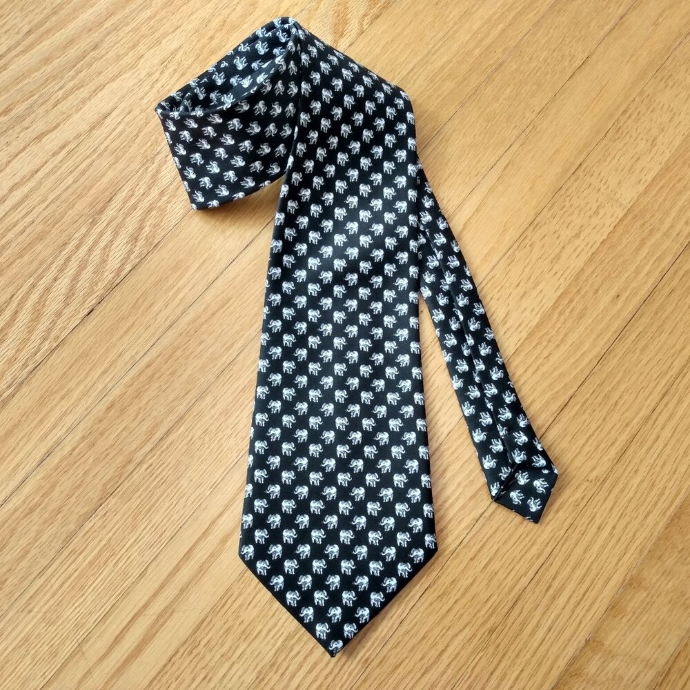 Vintage Silk Elephant Neck Tie Handmade by Kai Long Necktie